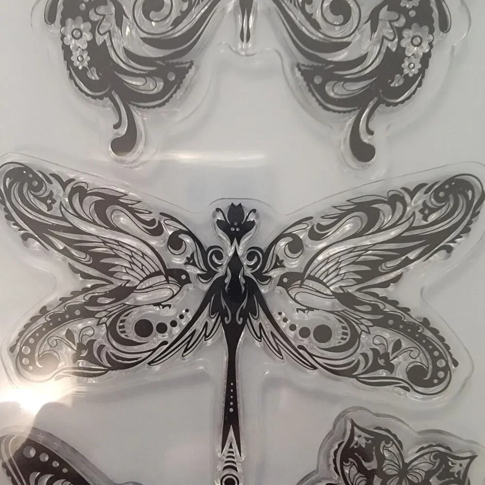 Inkadinkado Clear Stamps Birds, Butterflies & Flowers LOT of 3 Sets - 19 Stamps